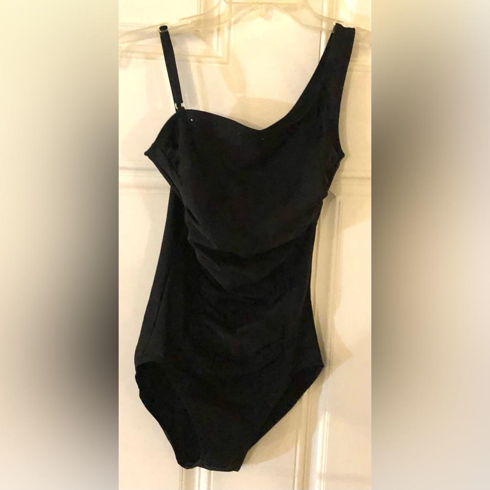 New Black Off Shoulder One Piece Bathing Suit Small